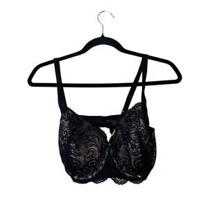 ThirdLove 24/7 Lace Balconette Bra 36 E Classic Underwire Push Up Black Tan 36DD
